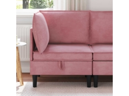 Vidaxl Sofá Com Armazenamento Rosa Veludo