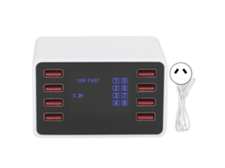 Carregador USB EOOCOO com 8 Portas e Display LCD
