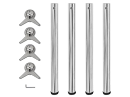 4 Pernas De Mesa, Altura Ajustável, Cromo 710 Mm