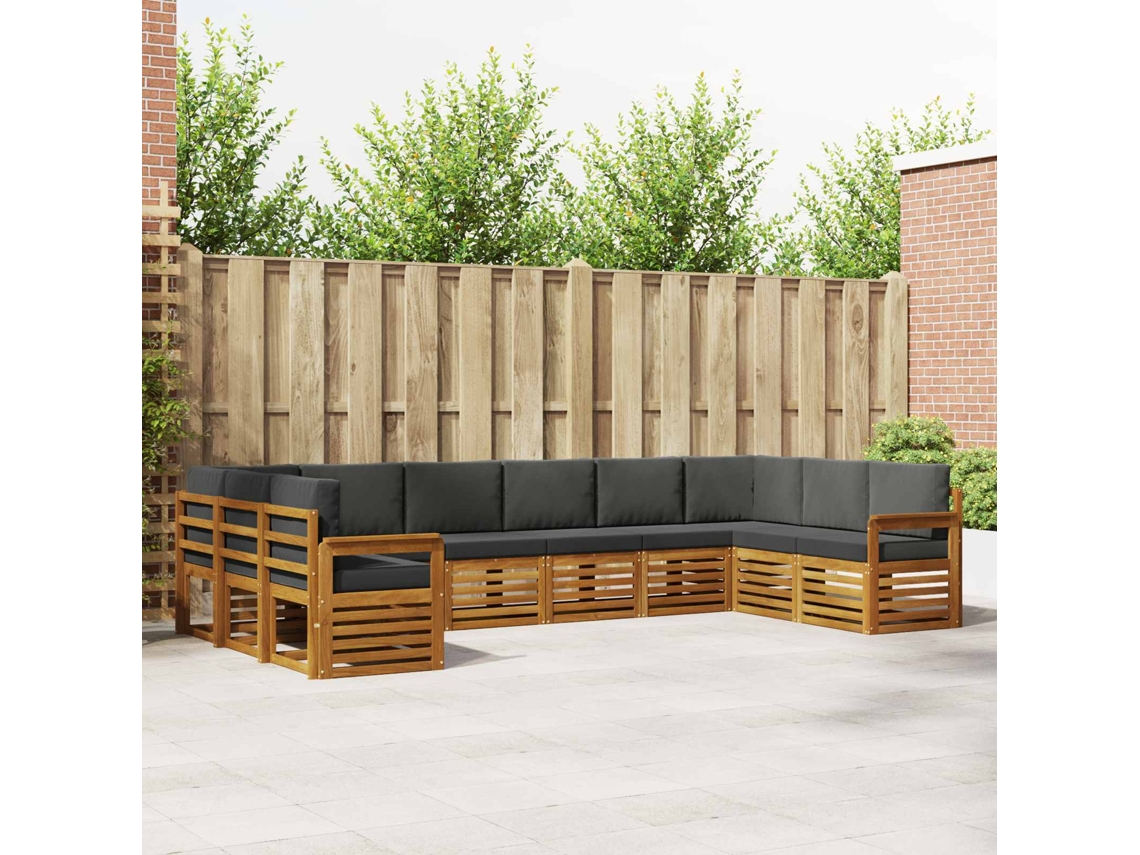 Vidaxl Conjunto De Sofás Para Exterior 10 Unid. Natural E Antracite