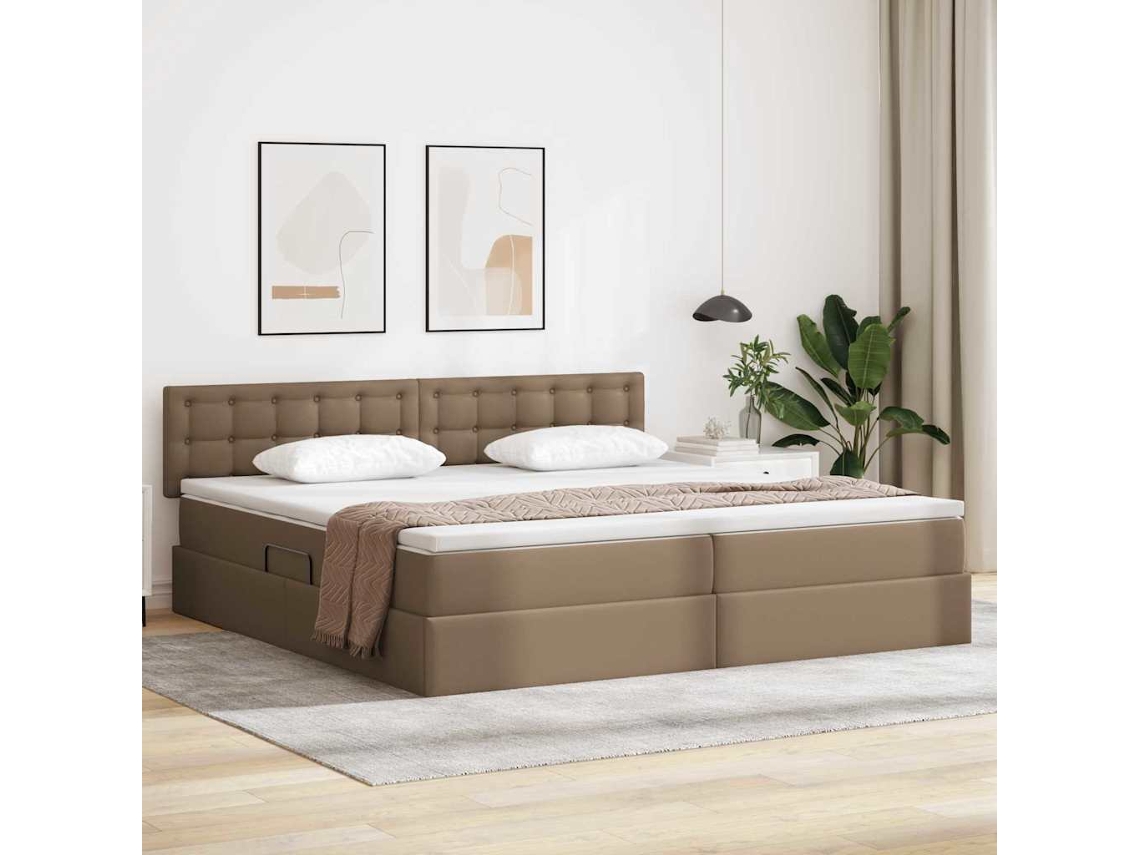 Vidaxl Cama Com Arrumação E Led Com Led Cinzento-claro 200 X 200 Cm