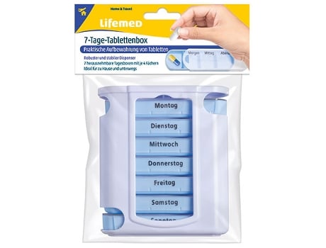 Caixa de Comprimidos LIFEMED de 7 Dias Plástico Branco / Azul