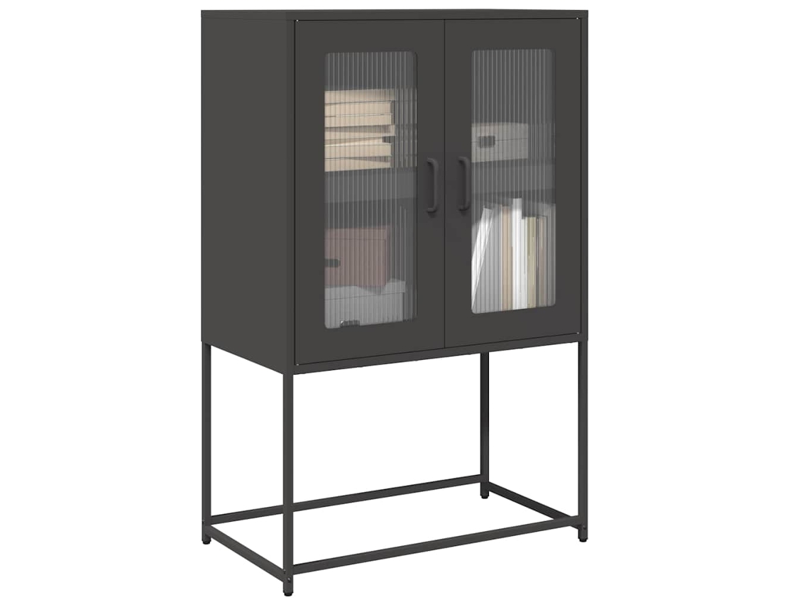 Vidaxl Aparador Alto 68x39x107 Cm Aço Preto
