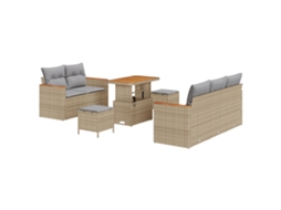 Conjunto 10 Móveis Para Exterior Vidaxl Bege Vime Pe (179 X 179 X 85 Cm)
