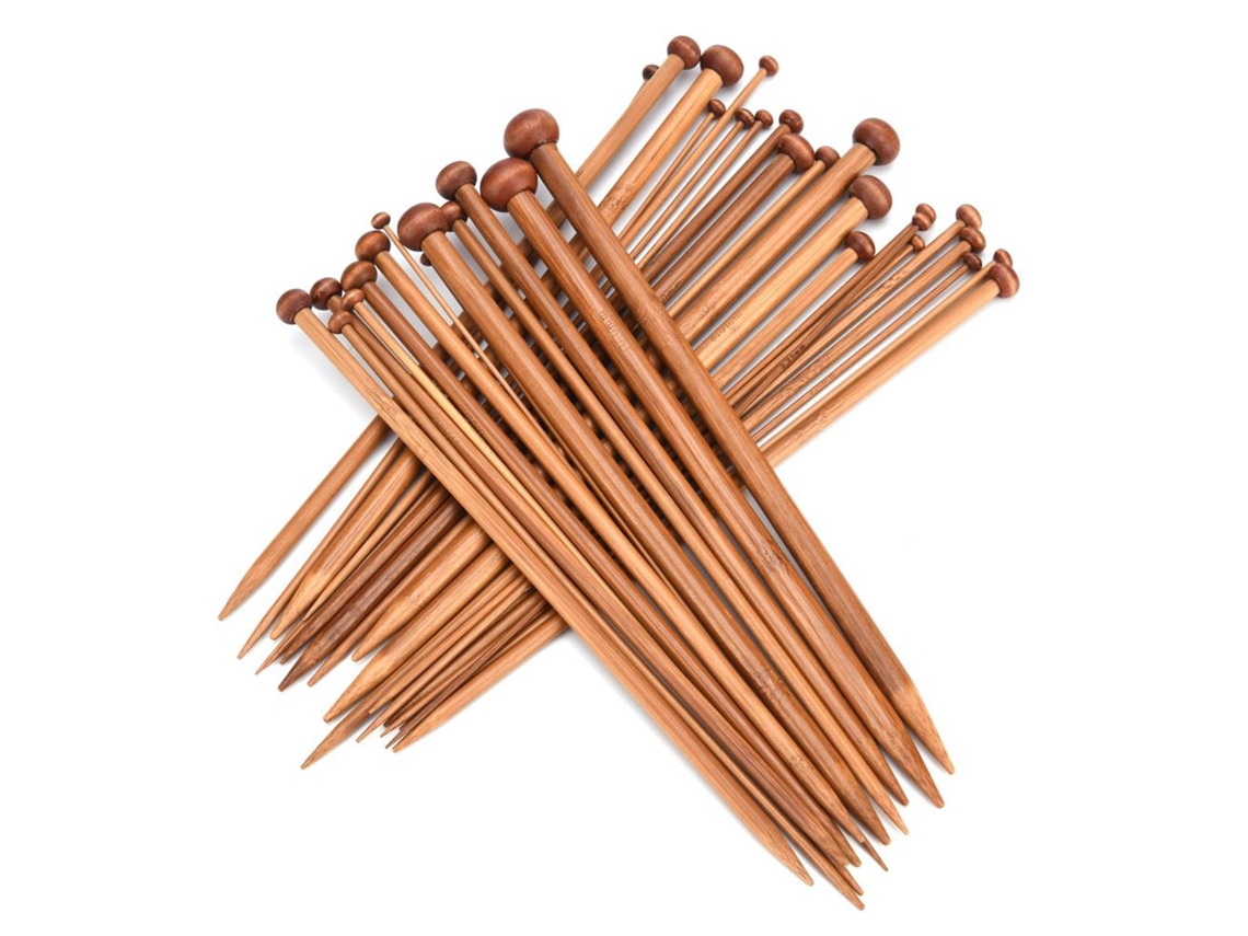 Laxiscreed Conjunto De 36 Agulhas De Tricô Com Pontas Simples E Protetores Para Artesanato