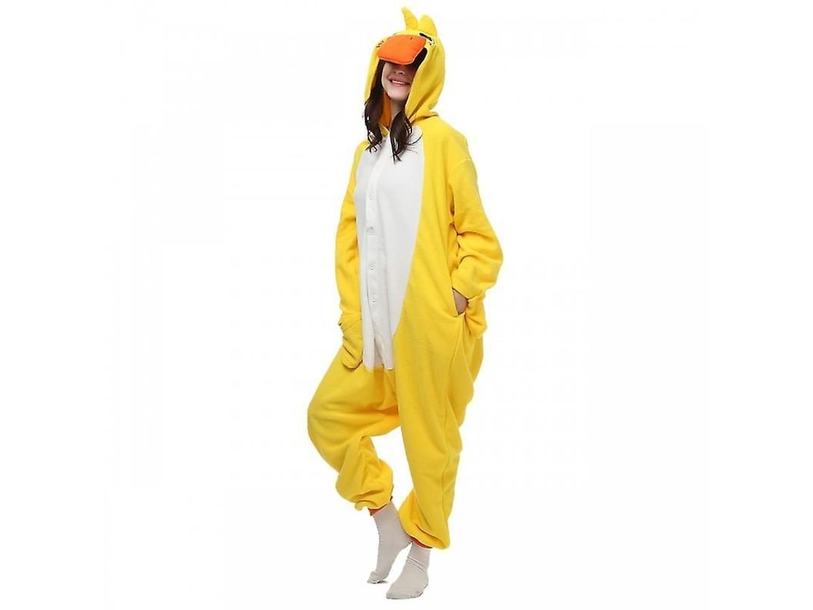 2026 pijama Traje de Pato Amarelo Ilwhe de Flanela para Adultos e Crianças com Capuz para Festa de Halloween e Natal