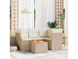 Conjunto de Sofás de Jardim HARLANV1 com Almofadões Vime Pe Bege