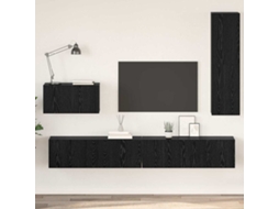 Vidaxl Gabinete de Tv de Parede Montado na Parede 4 Pcs Carvalho Preto