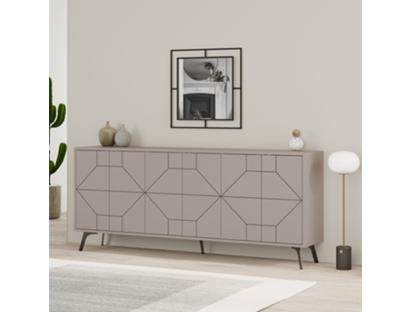 Aparador Dune 184x77.4x35 Cm Moka Claro Design Moderno E Sofisticado Leve Me Contigo