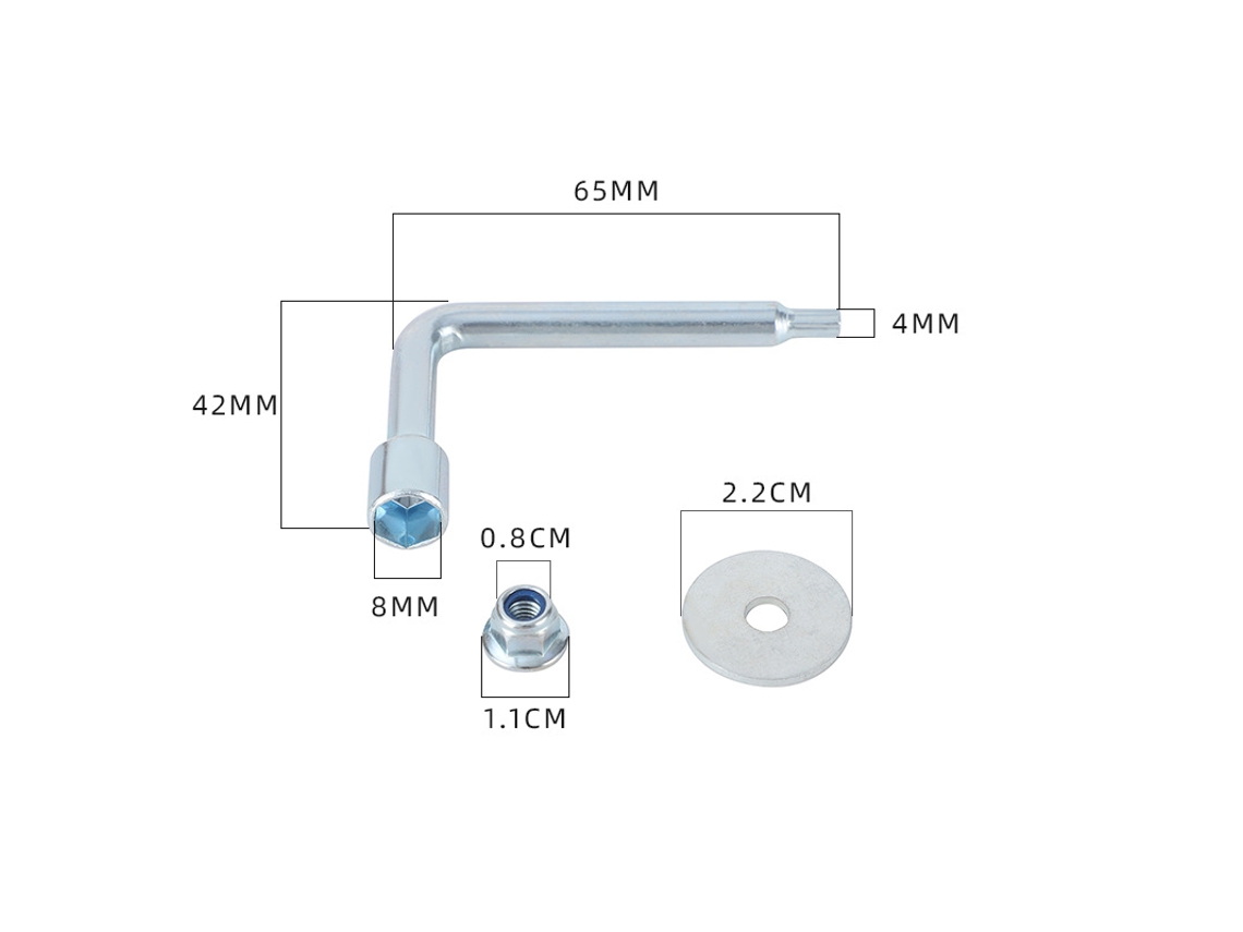 Kit Chave L Para Aparador, Com Porca E Arruela, Dimensões 65x42mm, Aço Galvanizado, Para Manutenção