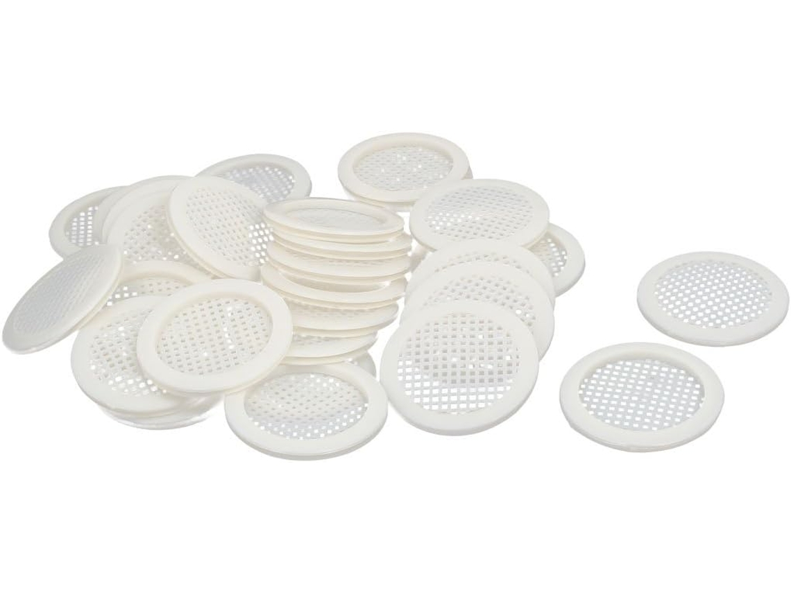 Tampa de Ventilação Quadrada em Malha Plástica para Armário Sapatos, Branca, 67 Mm Diâmetro, 30 CHABERLU