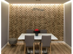 Painel Decorativo De Parede 3d Rubato Carvalho Maciço Escovado - Relevo Escultural - 60x15cm - 11 Peças 1m²