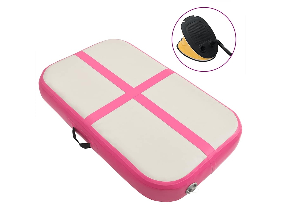 Vidaxl Colchão De Ginástica Insuflável C/ Bomba 60x100x20 Cm Pvc Rosa