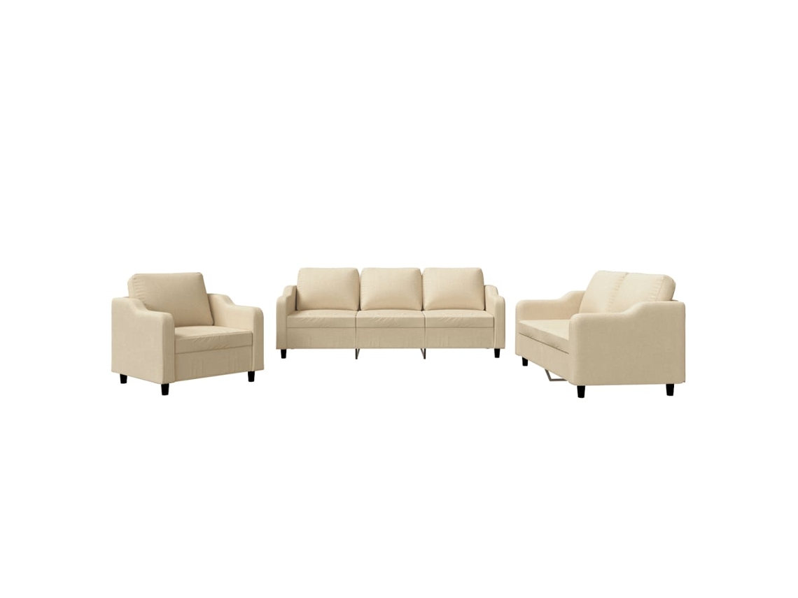 Conjunto De Sofás Vidaxl Creme Tecido (198 X 77 X 80 Cm)