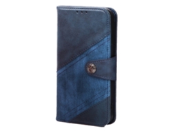 Capa Textura Louco Inch Para Iphone 13 Pele Sintética Anti-choque Azul
