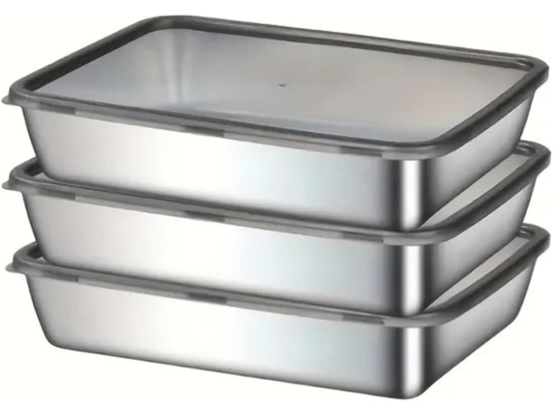 Conjunto De 3 Assadeiras Aço Inoxidável Com Tampas Antiaderentes Para Cozinha
