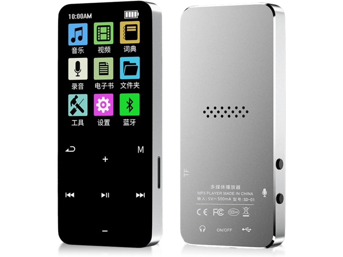 Reprodutor de MP3/MP4 de 8 GB, tela Bluetooth de 4,2 polegadas, Bluetooth 4.2, portátil, rádio FM, entrada Hi-Fi de 1,8 mm, livro