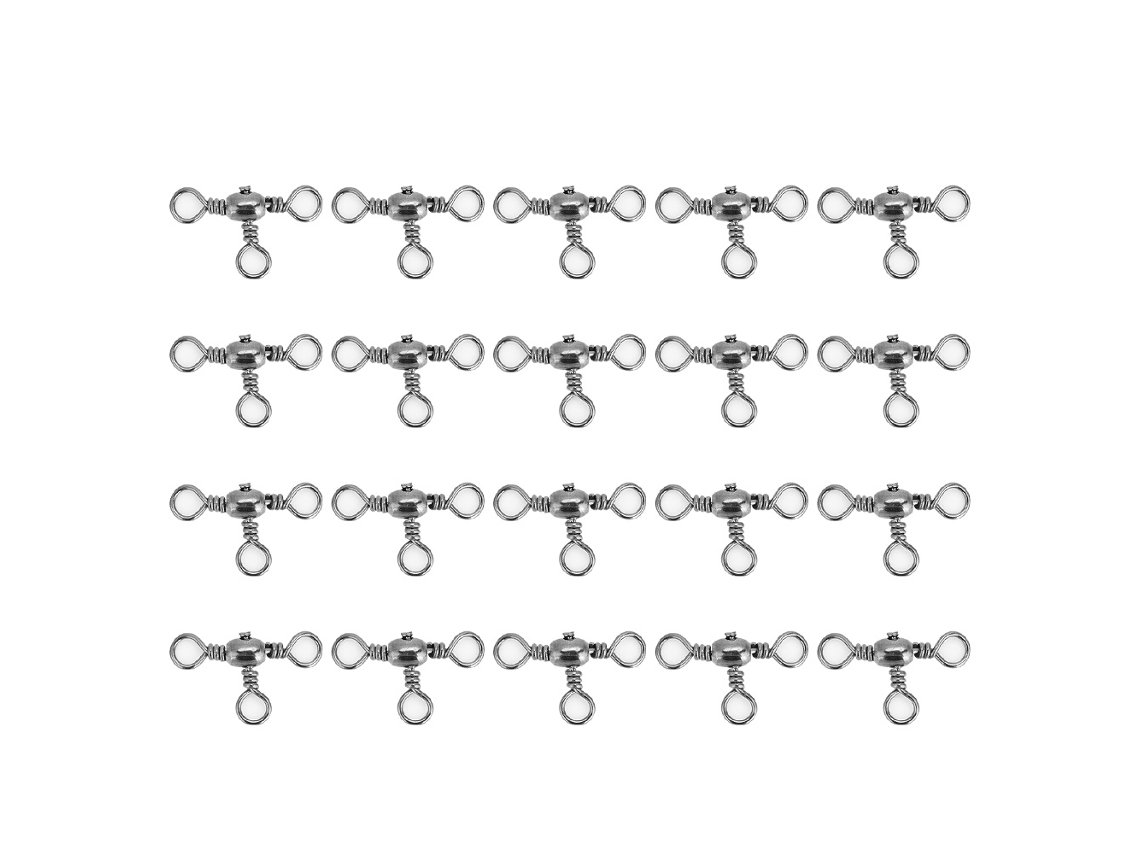 Conectores Pesca Giratórios Triplos Flexíveis 20pcs 3
