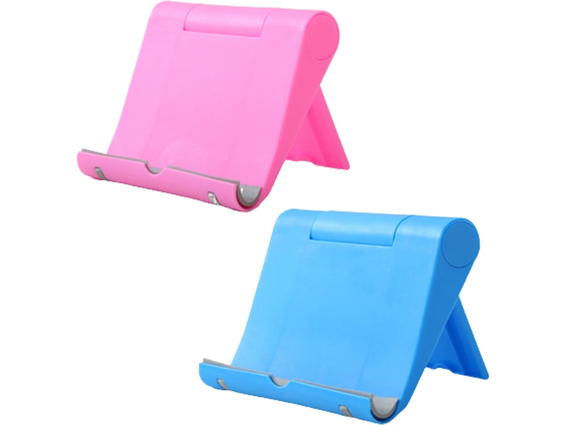 Conjunto De 2 Suportes De Mesa Dobráveis ​​e Ajustáveis ​​em Plástico, Compatíveis Com Android E Universais Para Todos Os Smartphones.