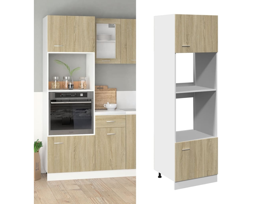 Vidaxl Armário Para Micro-ondas “lyon” 60x57x207cm Cor Carvalho