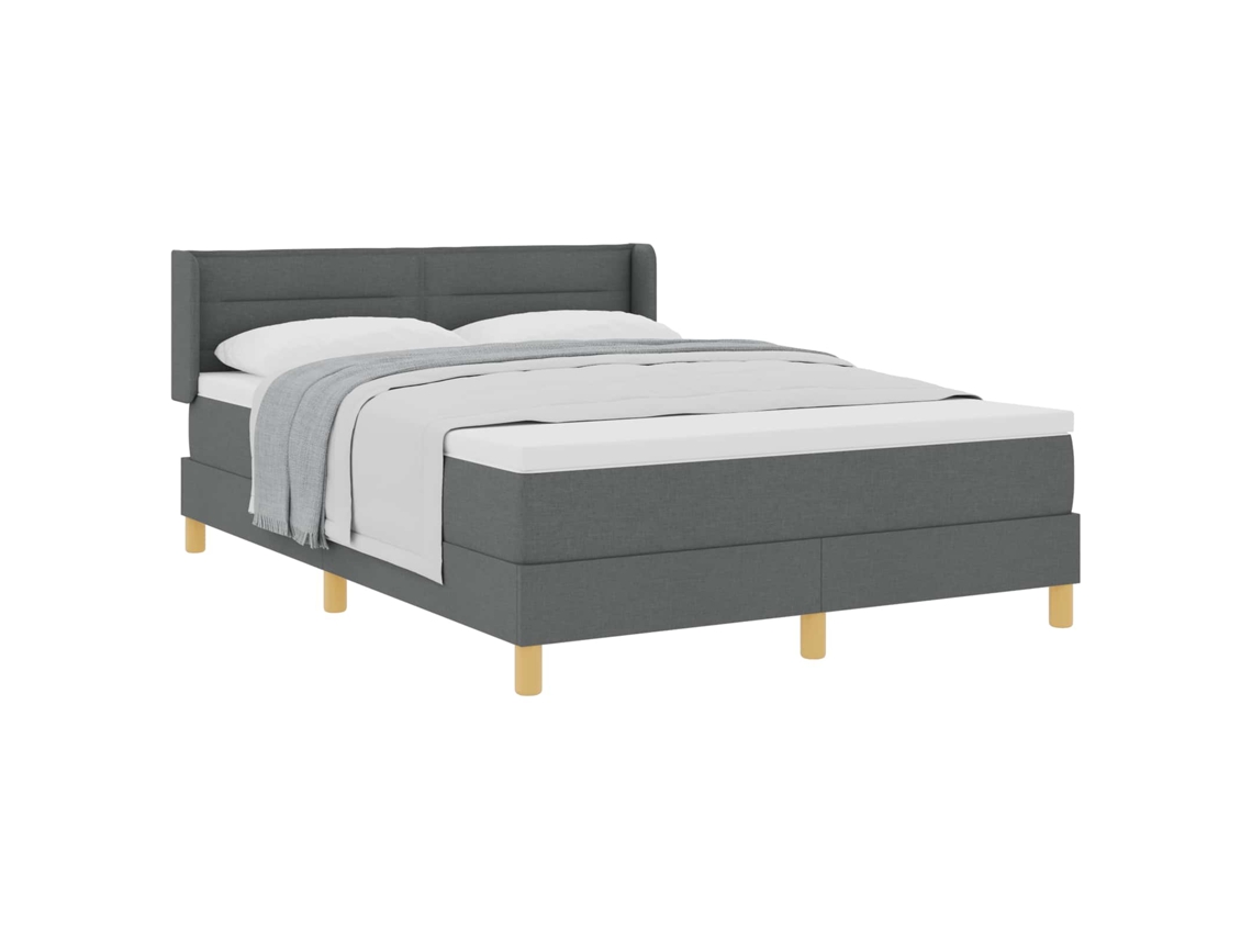 Vidaxl Cama Box Com Colchão Cinza Escuro 200 X 160 Cm Tecido