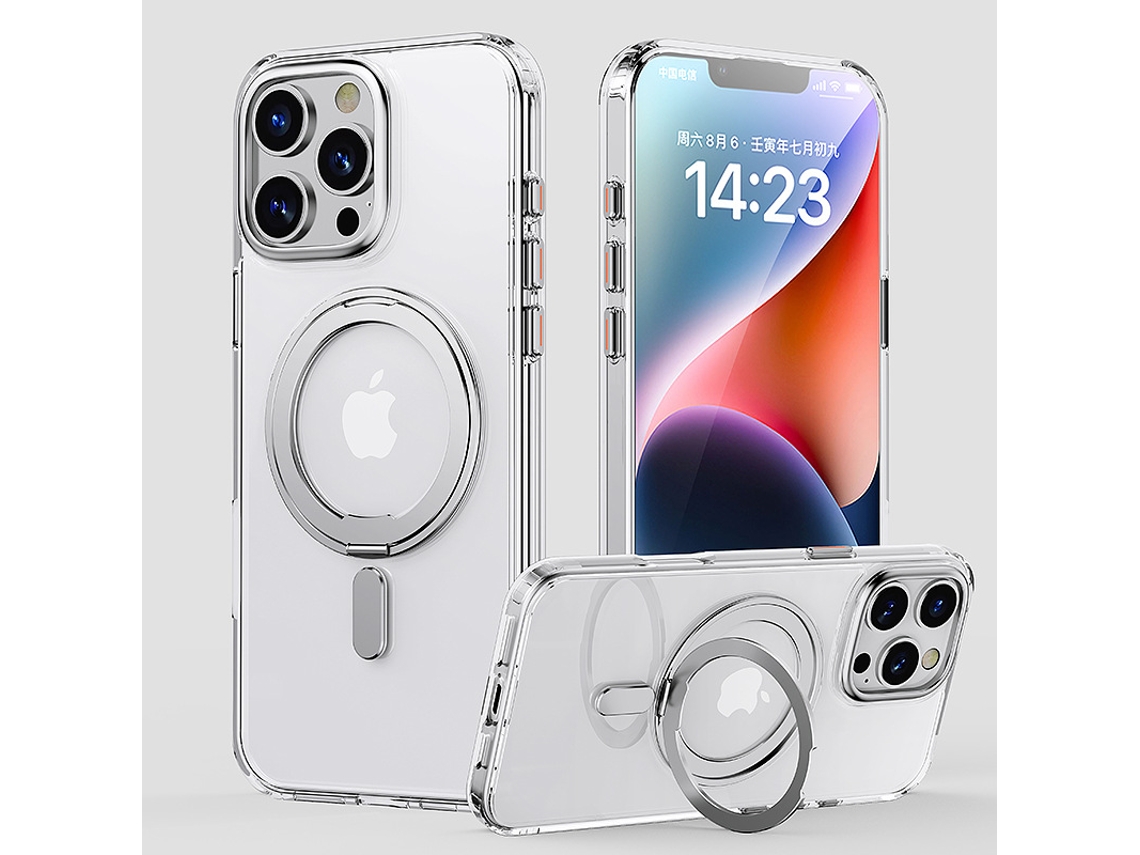 Capa Iphone 16 Pro Max Com Suporte Magnético Invisível (magsafe) Ultra Fina Antichoque Translúcida Fosca - Transparente