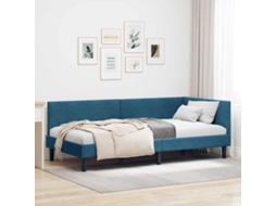 Vidaxl Estrutura De Cama De Canto Azul 90 Cm X 190 Cm Veludo