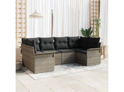 Vidaxl Conjunto De Sofá De Jardim 6 Unid. Cinzeto Vime Pe