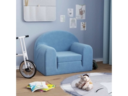 Vidaxl Sofá-cama Infantil Pelúcia Macia Azul