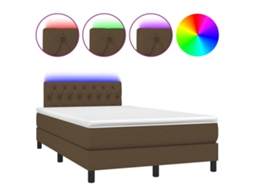 Cama Box Spring com Colchão e Led Tecido Castanho Escuro MAISON EXCLUSIVE (120x200 cm)