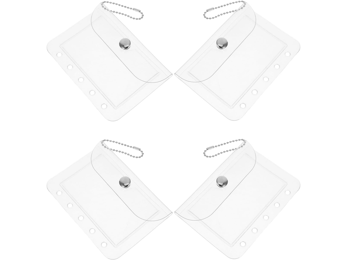 Sacos transparentes Alipis para pastas com 5 argolas, mini envelopes destacáveis, sacos para dinheiro e fotos.