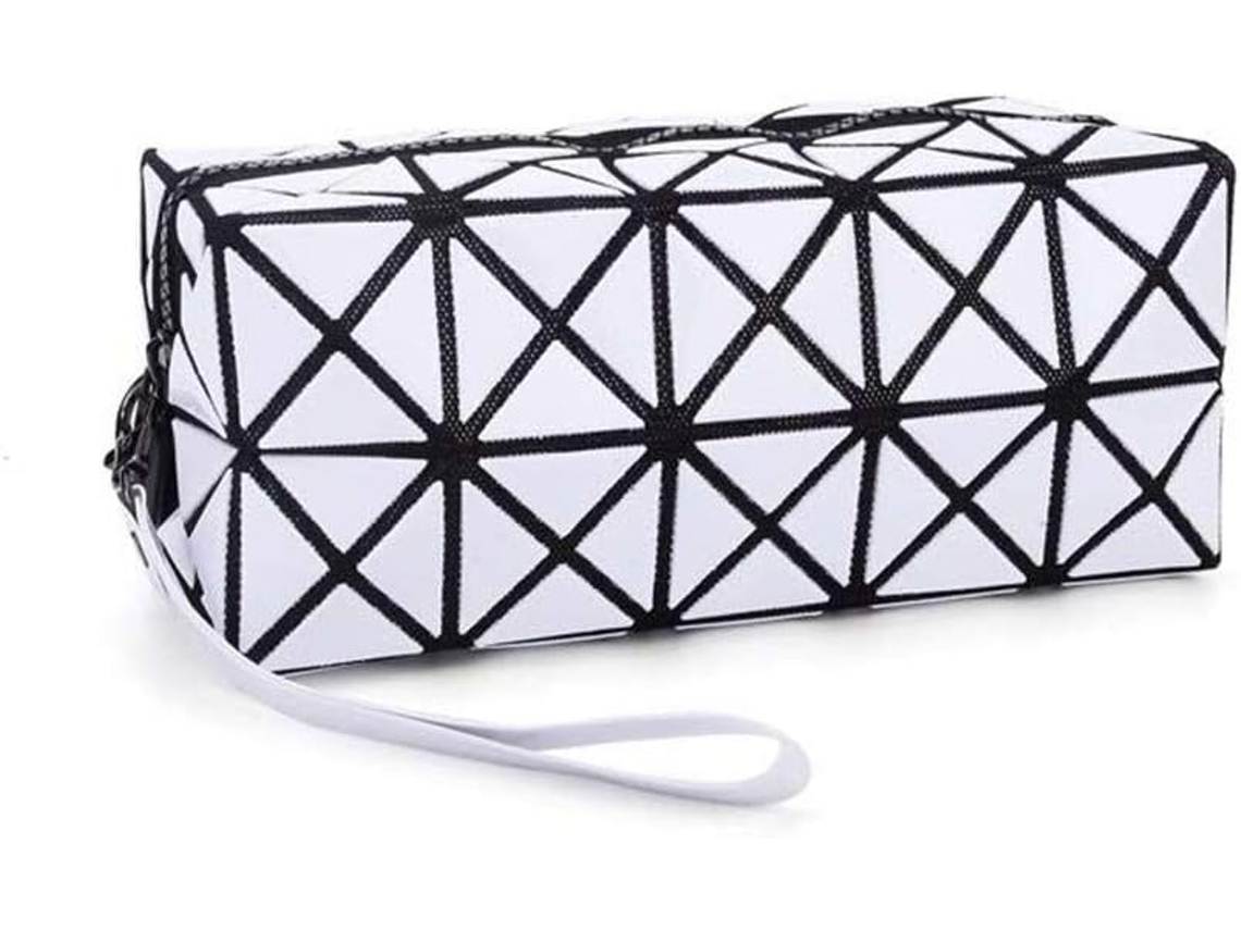 Bolsa Dobrável Estampado Losango Branca