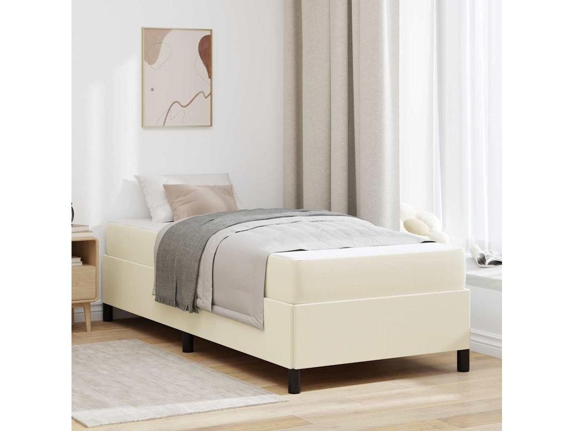Vidaxl Estrutura Da Cama Com Colchão Creme 80 X 200 Cm Tecido