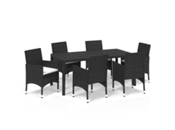 Dining Set, Dining Sets Vidaxl Preto Rattan / Vime (mesa Com 185 Cm De Comprimento)