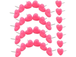 Tachinhas em formato de coração rosa, peças de resina e metal, pacote com 100 unidades. Instalação fácil e segura.