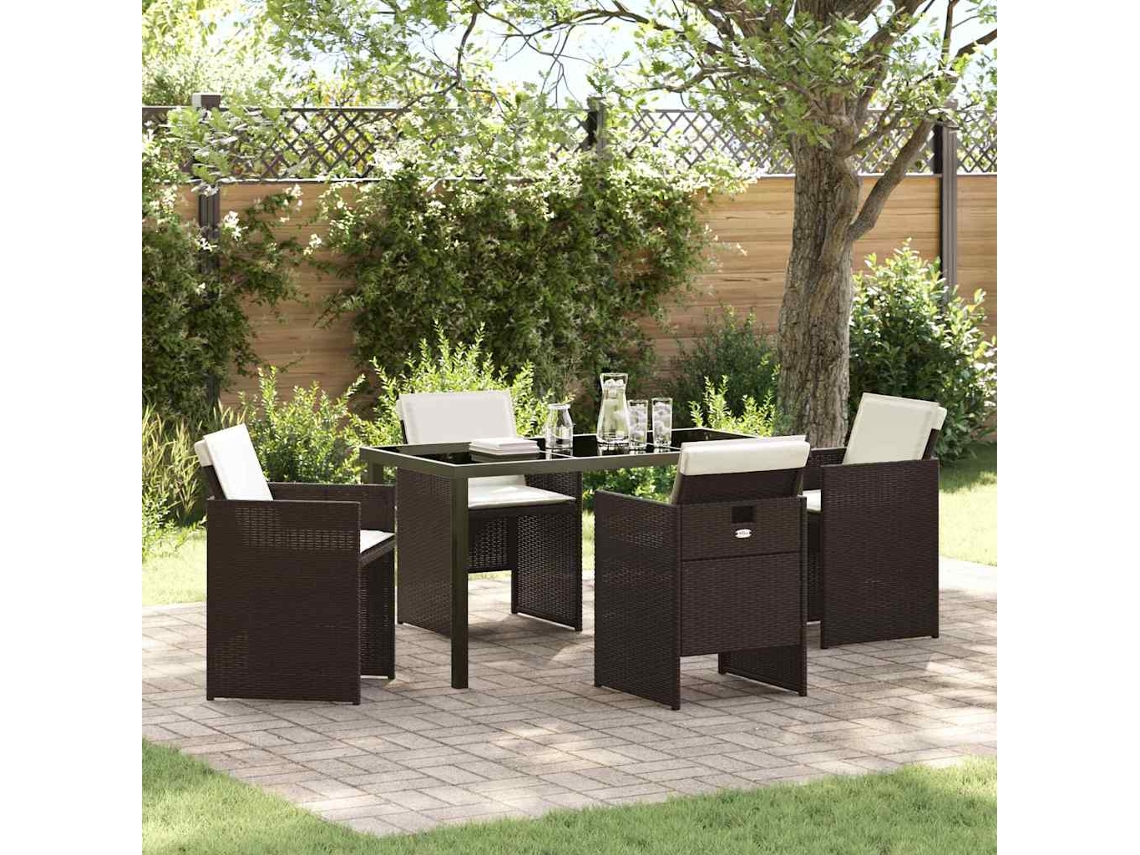 Vidaxl Conjunto De Jantar Para Jardim 5 Unid. Castanho Vime Pe