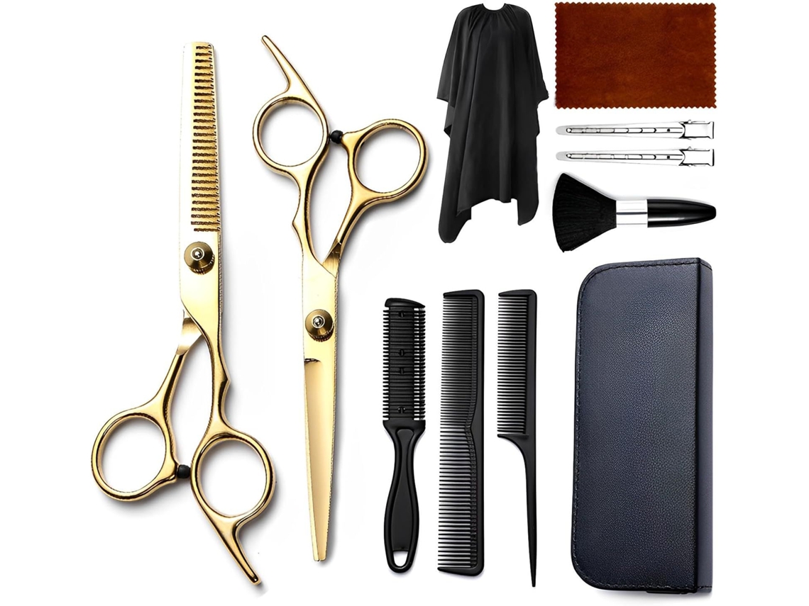 Kit De Tesoura De Corte Cabelo, 11pcs Ferramenta Profissional Para Corte De Cabelo (dourada) Cuich