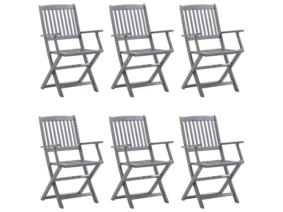 Maison Exclusive - Cadeiras Exterior Dobráveis C/ Almofadões 6 Pcs Acácia Maciça