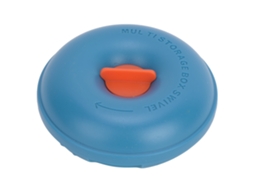 Porta-comprimidos portátil redondo com fecho para viagens, mini azul-doce.
