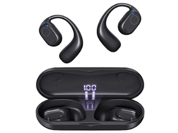 Auriculares De Condução Óssea Bluetooth Tws Design Aberto Som Estéreo Display Led/lcd Estojo De Carregamento Lurelia