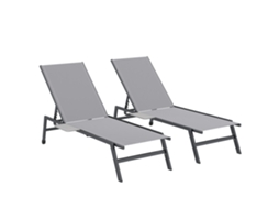 Conjunto de 2 Espreguiçadeiras e Mesa de Centro, com Vidro Temperado AQUAFORGE