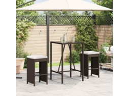Vidaxl Bancos De Bar Para Jardim Com Almofadões 2 Pcs Vime Pe Castanho