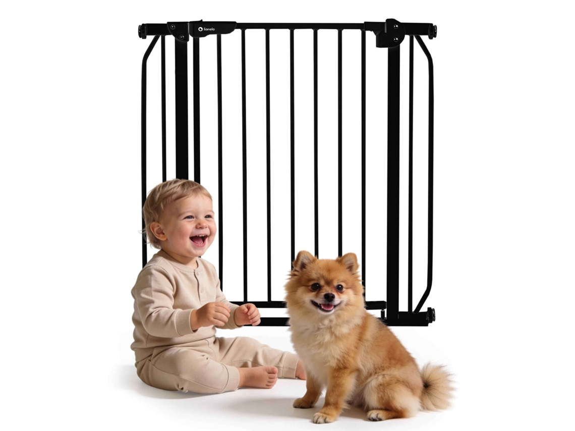 Grande Porta De Proteção Lionelo Truus Slim 75-105cm - Limiar 1,5cm - 2 Extensões - Fecho Automático  Preto