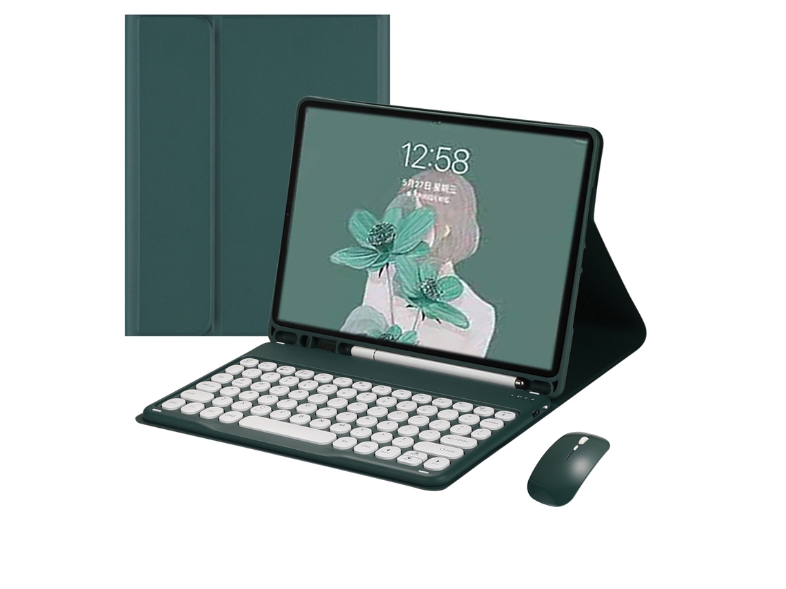 Capa Com Teclado Para Tablet Lurelia, Para Samsung S10 Fe De 10,9" Na Cor Meia-noite (inclui Duplo De 2,4 Ghz, Verde, Teclado Bluetooth