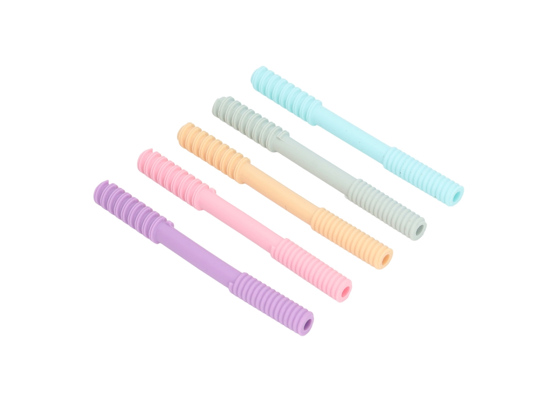 Mali 5pcs Palitos de Dentição Bebê Tubos Silicone Macios Brinquedos para Dentição Infantil Style 3