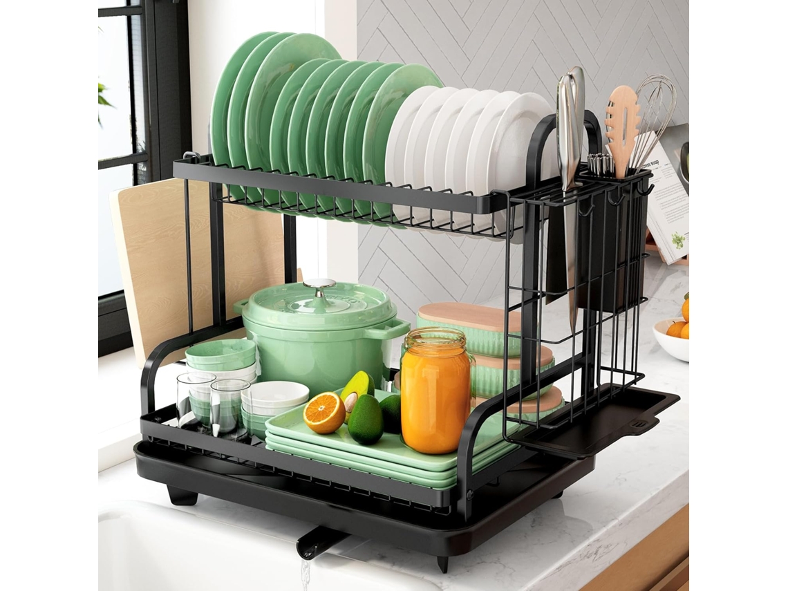 Escorredor de Louças 2 Níveis Multifuncional em Aço Inoxidável para Cozinha AQUAFORGE