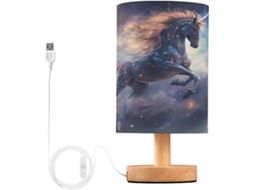 Luminária De Mesa Mnsruu Para Quarto, Sala De Estar, Luminária De Cabeceira Cosmic Unicorn Galaxy Com Portas