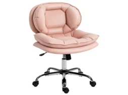Cadeira de Escritório com Rodas Cadeira para Secretária com Função Inclinável Assento Amplo Sem Braços 60x65x83 93 Cm Rosa HARLANV1
