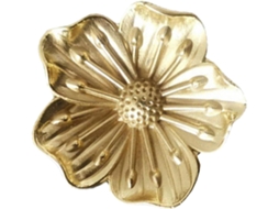 Puxador De Armário Em Latão Com Formato Flor, Furo Único, Dourado