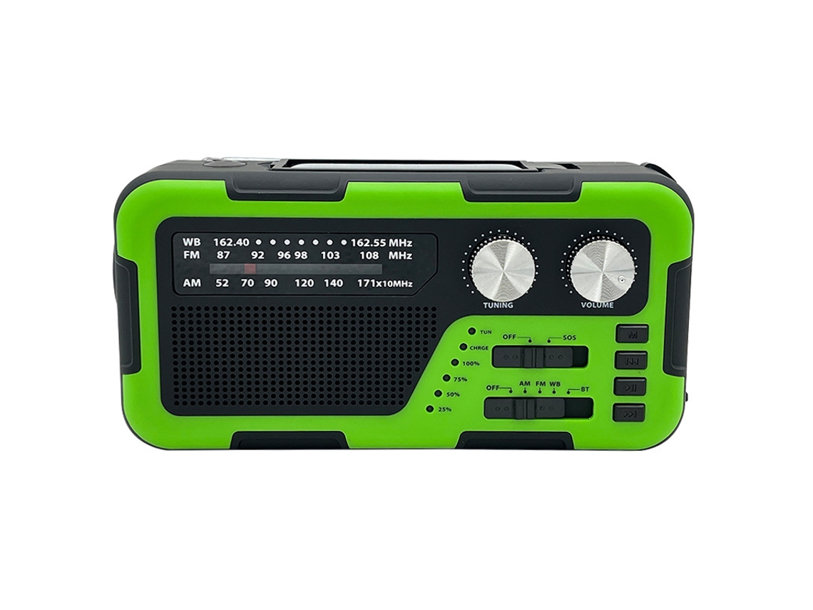 Rádio Solar AQUAFORGE, lanterna de emergência com gerador de energia manual
